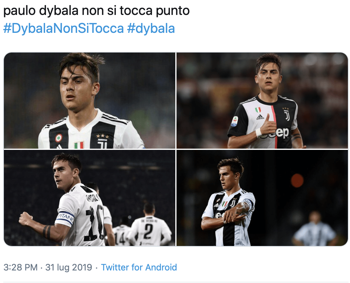 "Dybala non si tocca", protesta social dei tifosi juventini