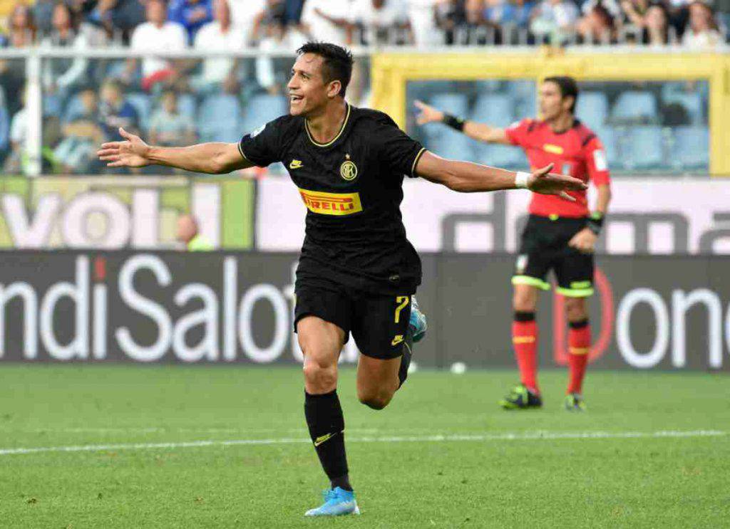 Alexis Sanchez, gol al debutto da titolare in Sampdoria-Inter