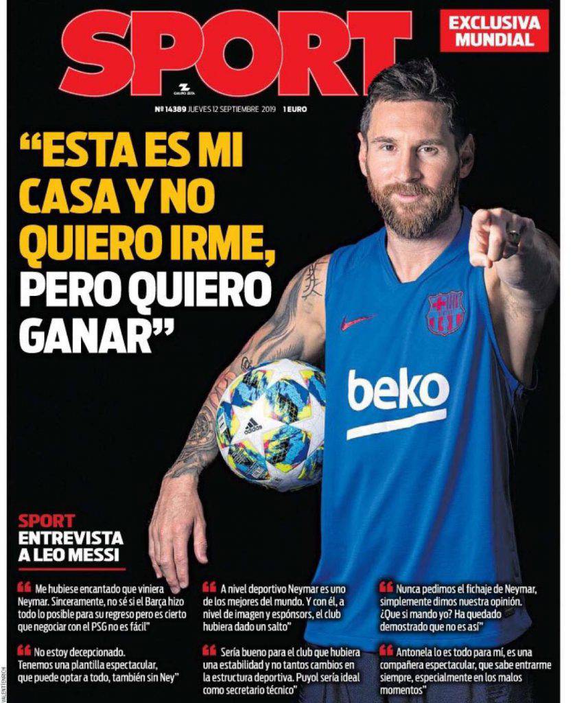 "Sport" con Messi in copertina