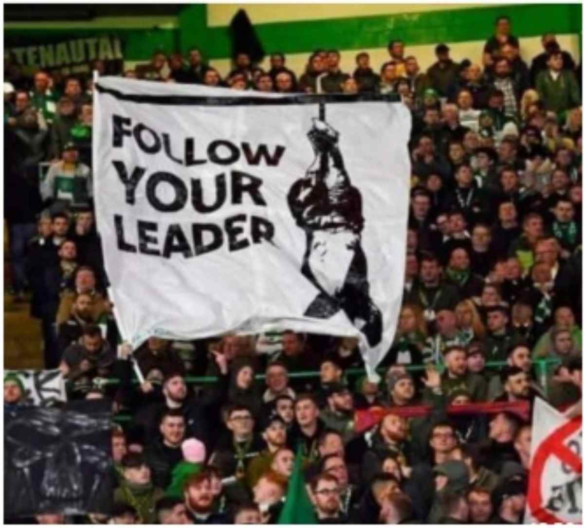 Striscione esposto durante Celtic-Lazio 