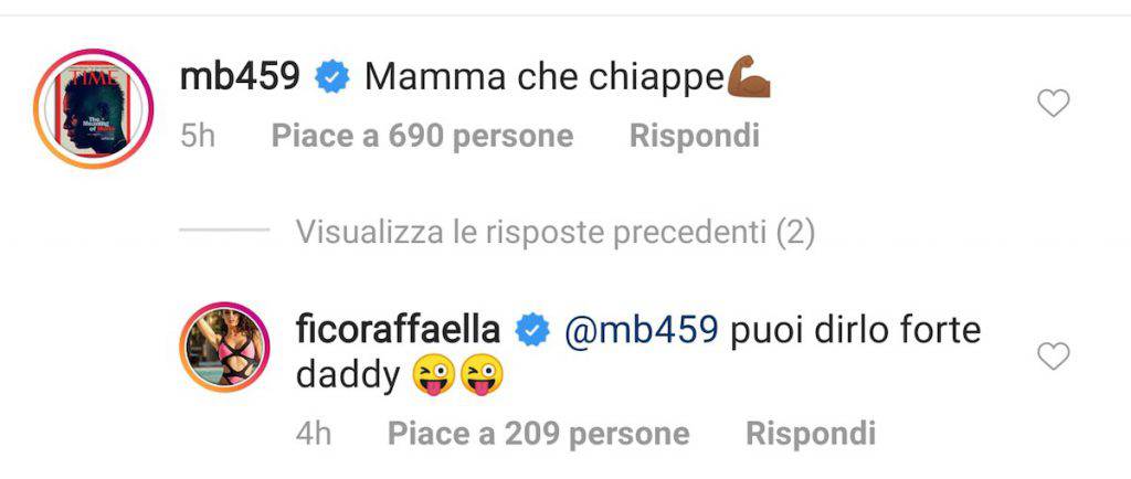 Commento hot di Balotelli sotto al video dell'ex Raffaella Fico