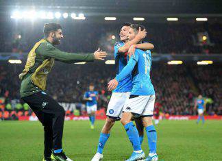 Mertens in gol in Liverpool-Napoli