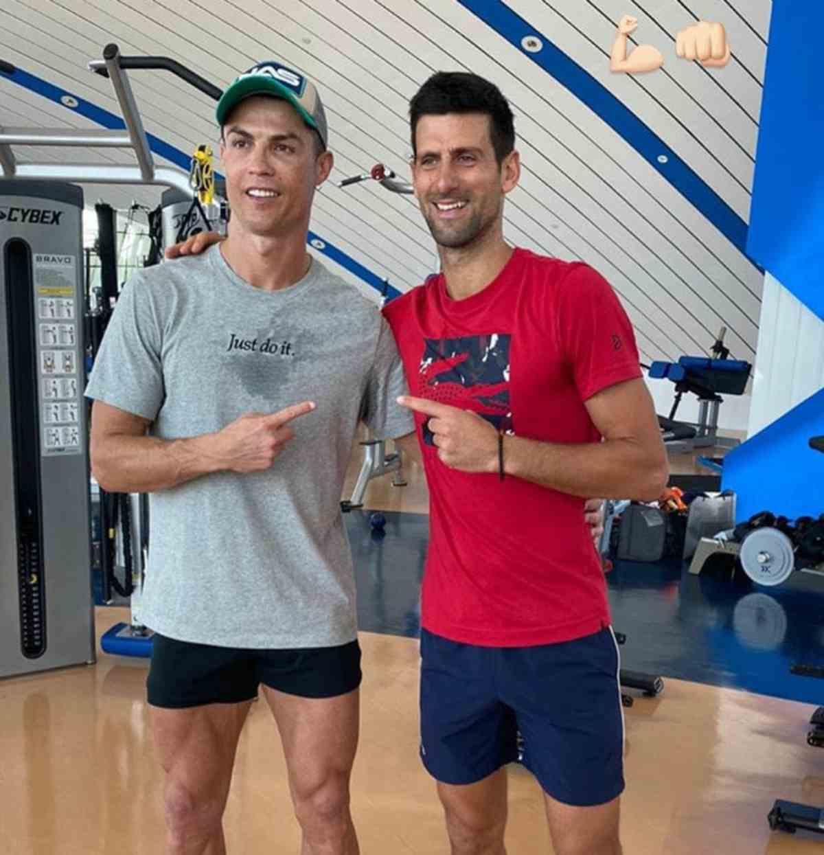 Cristiano Ronaldo si allena con Djokovic