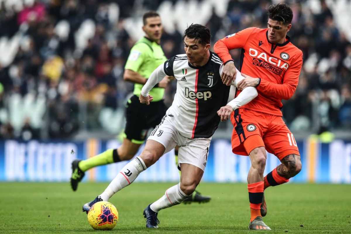 Juventus-Udinese 3-1, doppietta di Ronaldo e gol di Bonucci: bianconeri primi