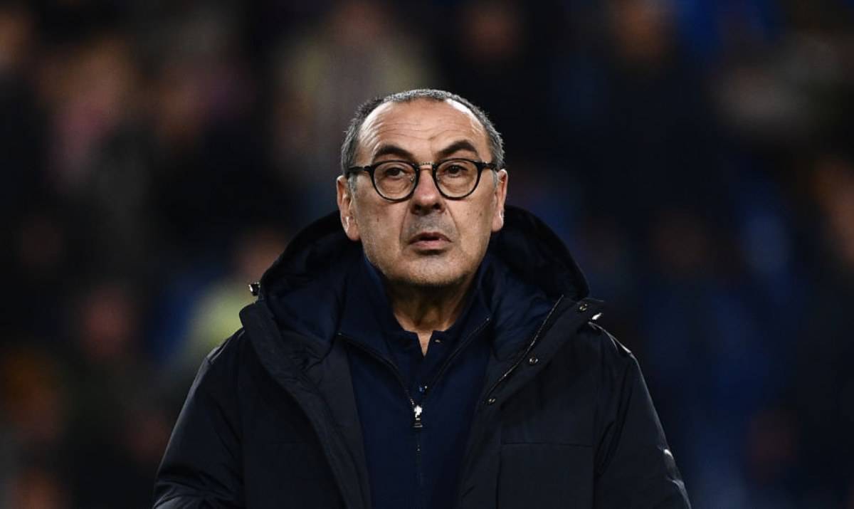 Maurizio Sarri in conferenza stampa per Juventus-Lazio