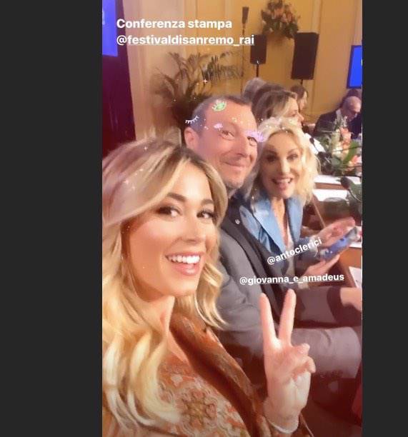 Selfie da Sanremo: Leotta, Clerici, Amadeus