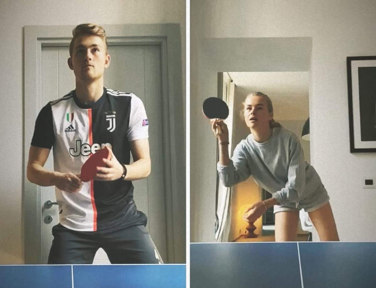 De Ligt e AnneKee giocano a ping pong 