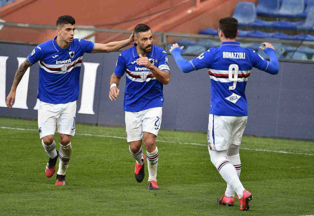 Sampdoria-Verona, esultanza ai tempi del Coronavirus