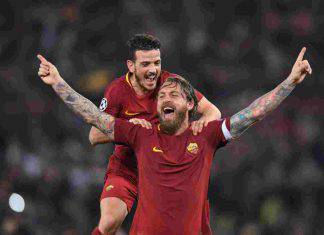 La gioia di Totti e De Rossi dopo la rimonta della Roma contro il Barcellona