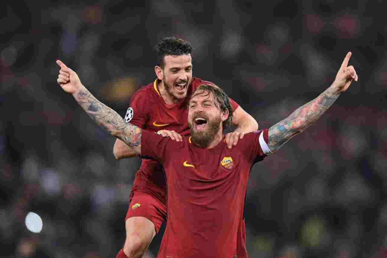 La gioia di Totti e De Rossi dopo la rimonta della Roma contro il Barcellona