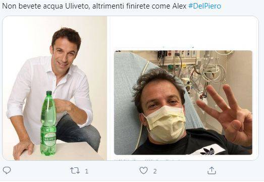 Del Piero ricoverato, ironia social