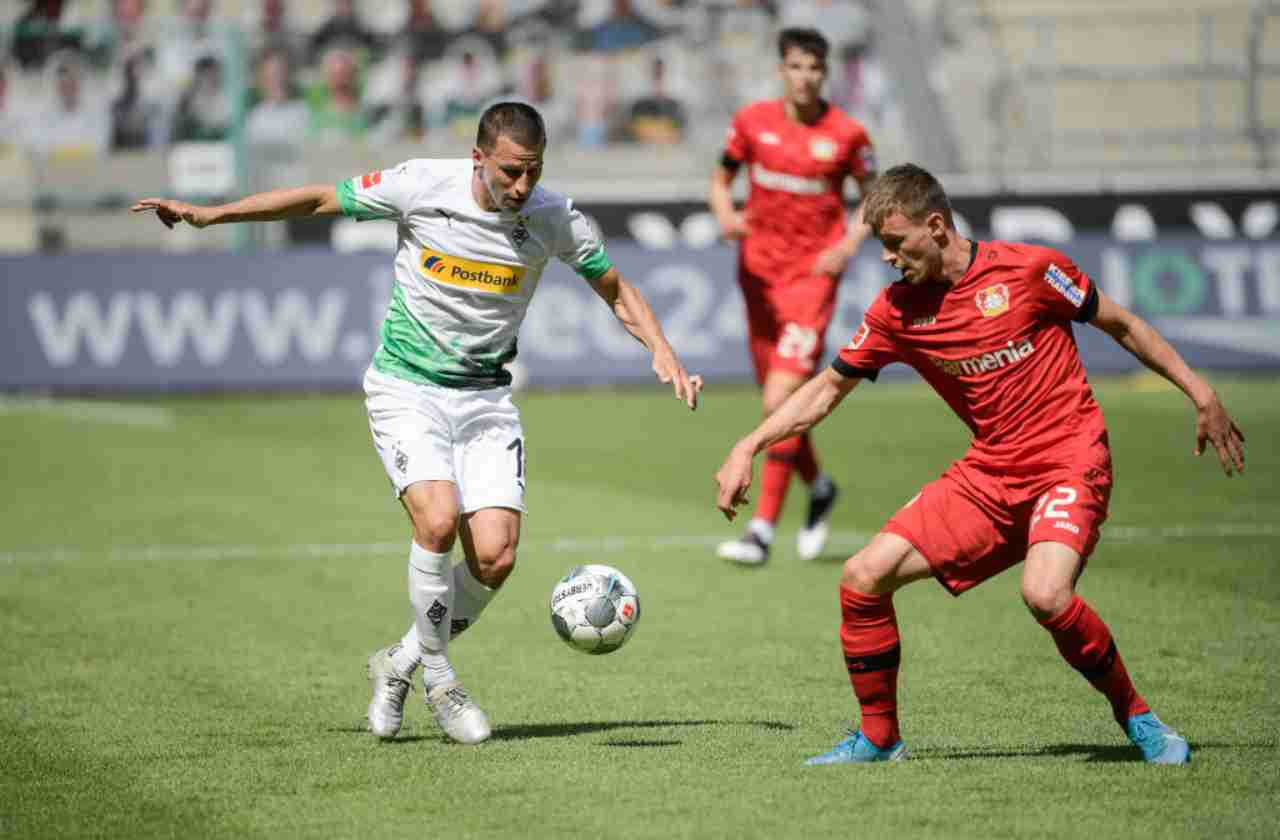 Un fotogramma di Borussia Monchengladbach-Bayer Leverkusen