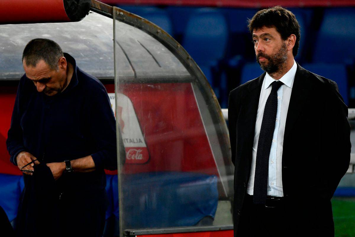 La delusione di Sarri e di Andrea Agnelli dopo la sconfitta in Coppa Italia (Getty Images)