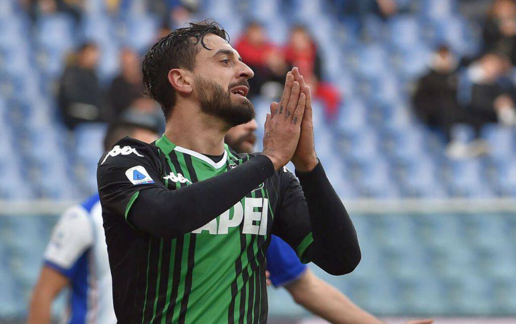 Sassuolo-Bologna, esultanza di Caputo (Getty Images)