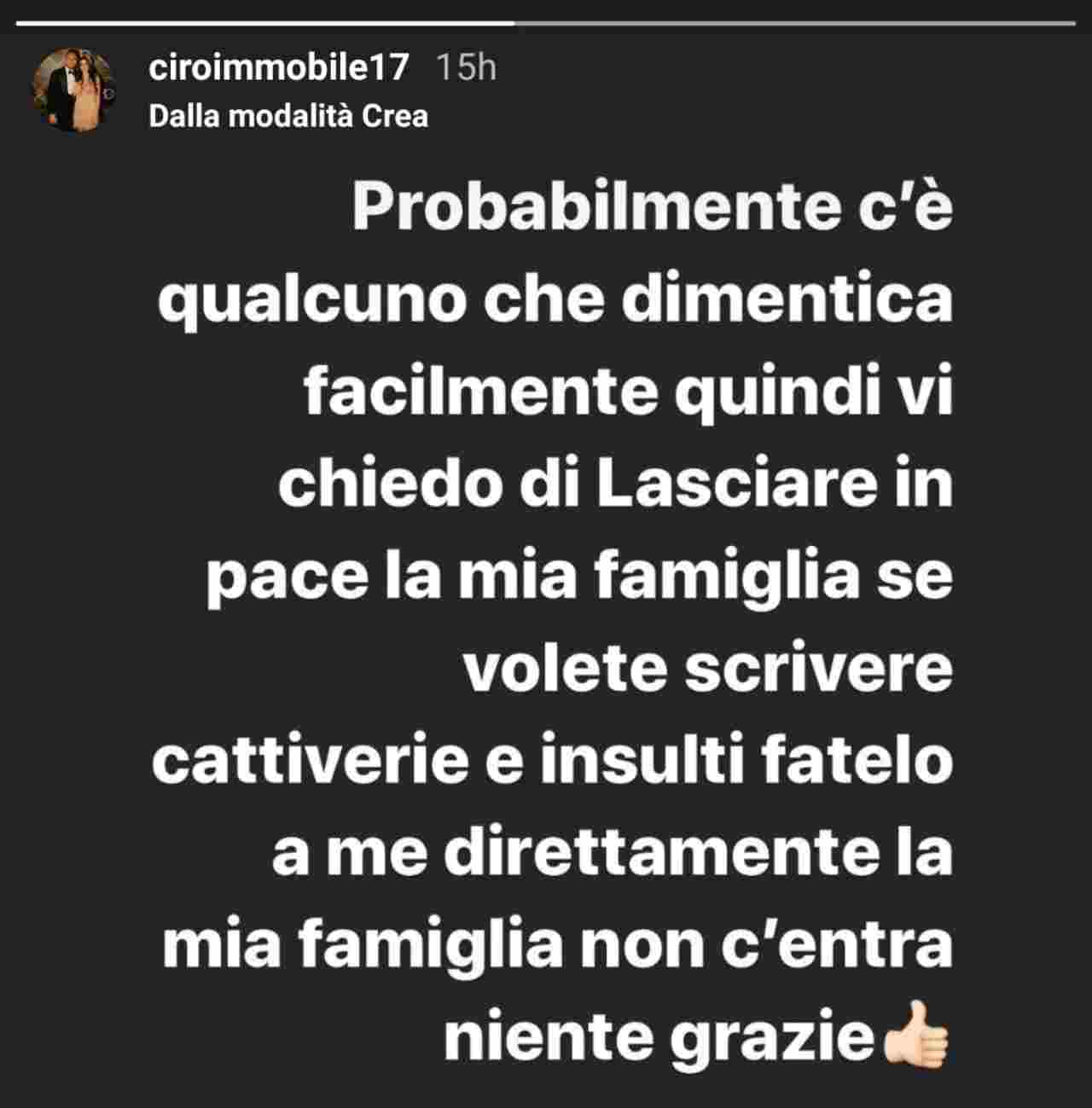 Lo sfogo di Immobile (Instagram) 