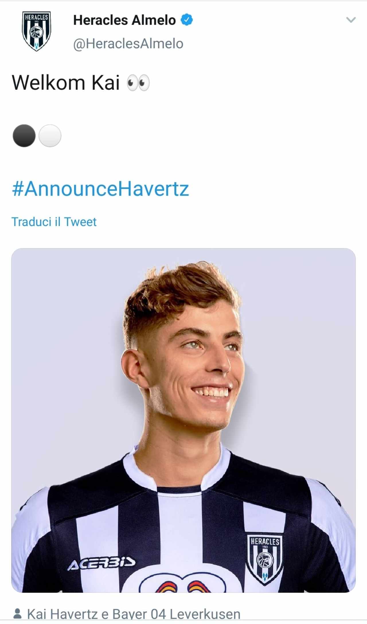 Kai Havertz, 'nuovo' giocatore dell'Heracles Almelo 