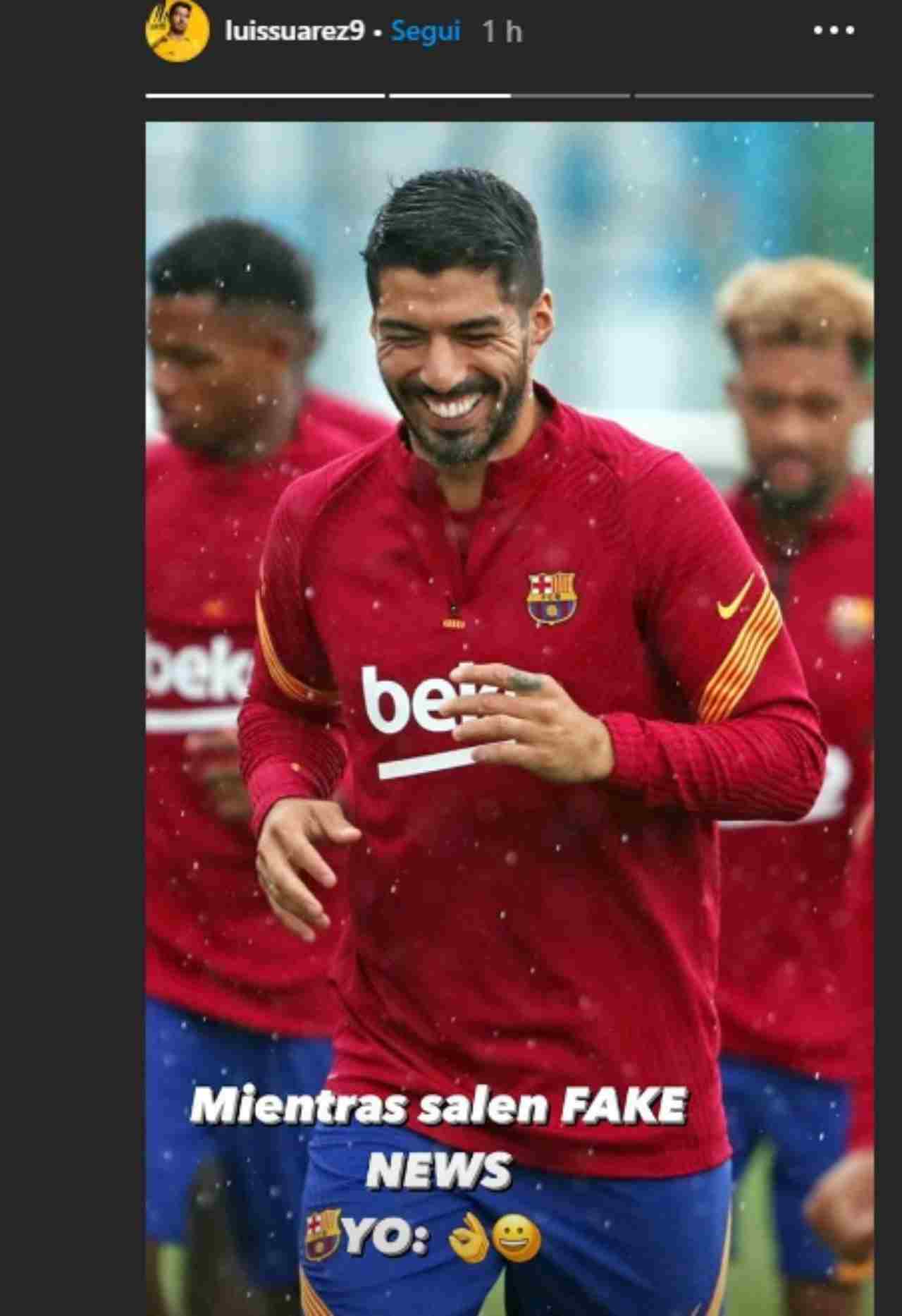 Suarez, la storia Instagram contro le fake news