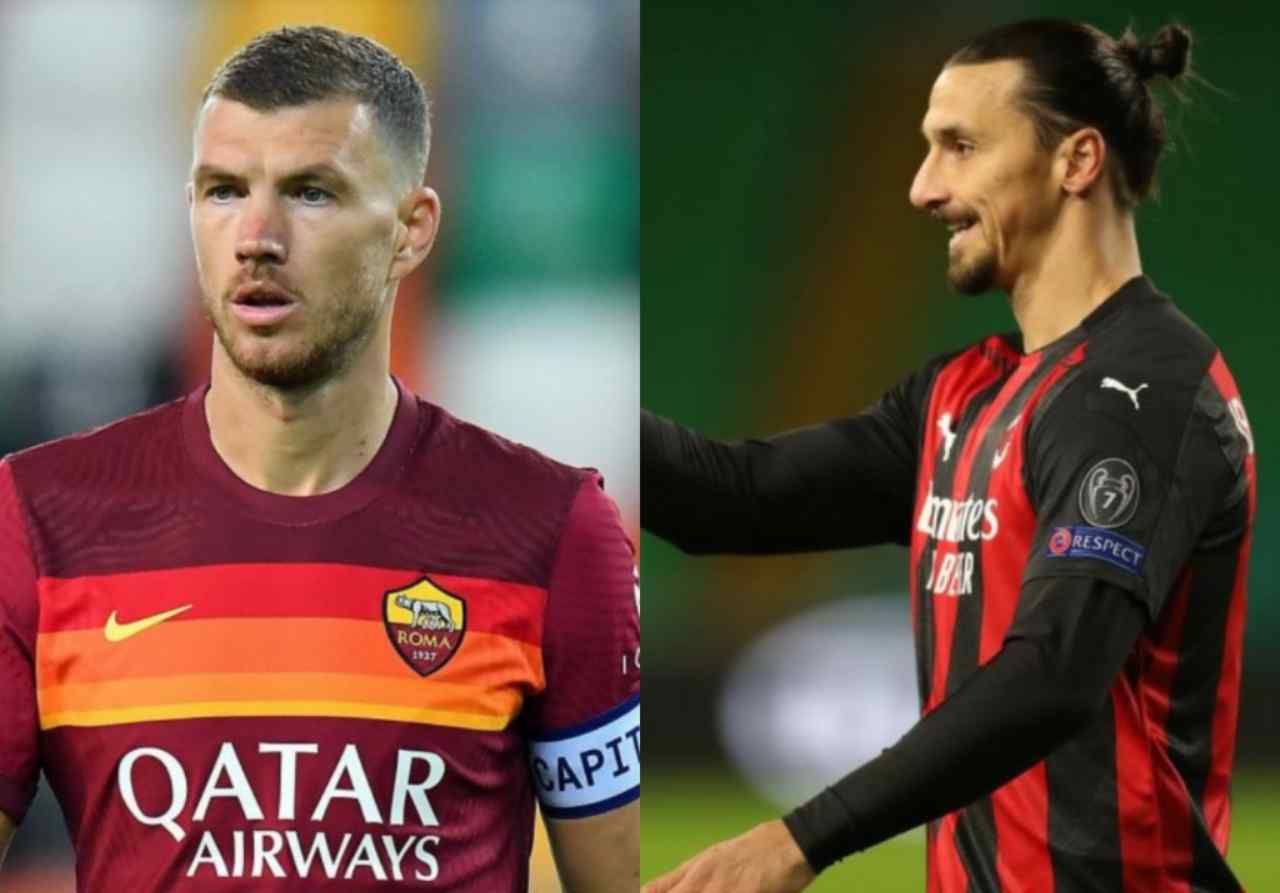 Dzeko e Ibrahimovic avversari in Milan-Roma (Getty Images) 