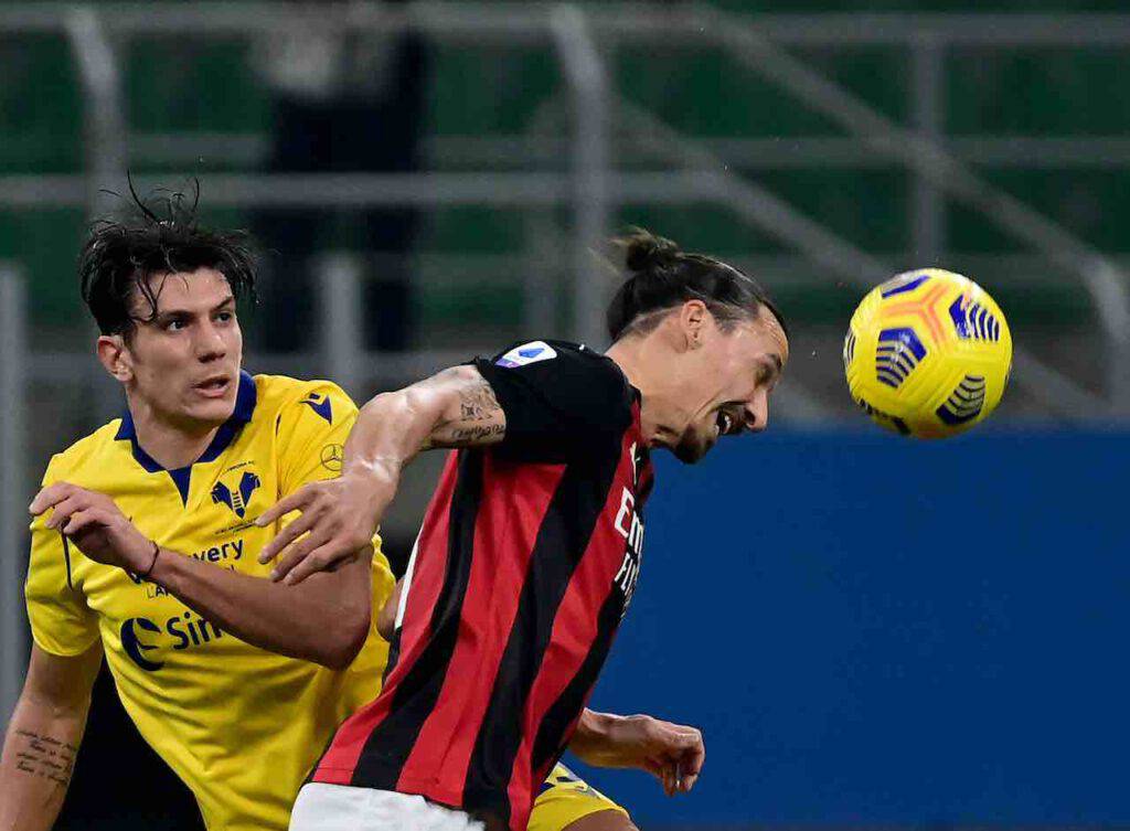 Ibrahimovic, tocco di mano su gol di Calabria in Milan-Verona (Getty Images)