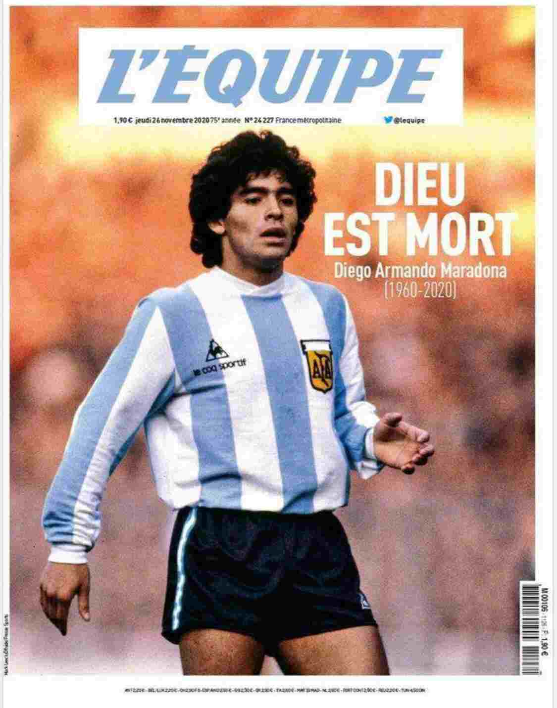 Maradona, l'omaggio dell'Equipe 