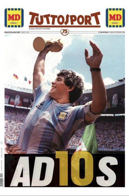 Maradona, la copertina di Tuttosport (Twitter)