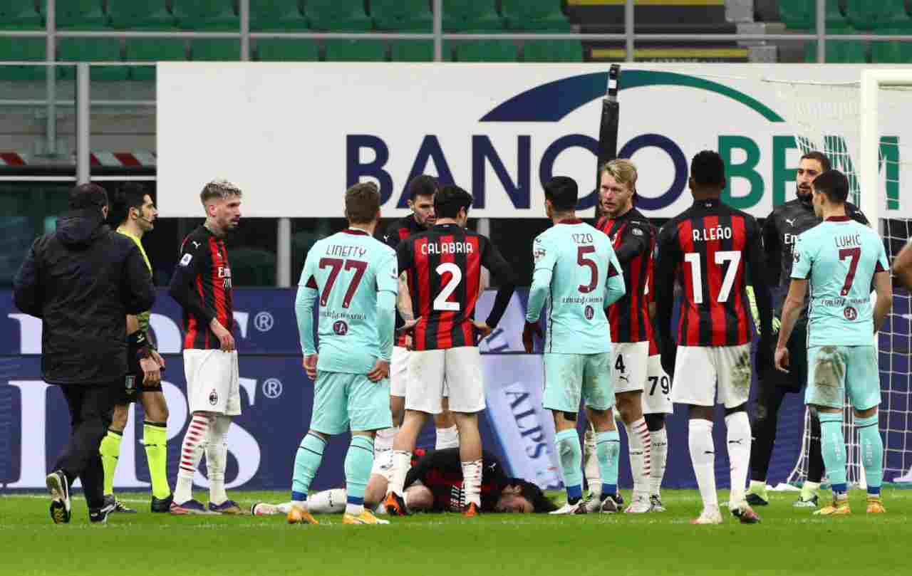 Tonali infortunato durante Milan-Torino (Getty Images) 