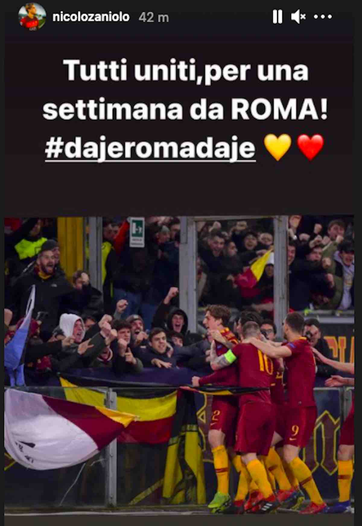 Zaniolo storia Instagram derby Lazio