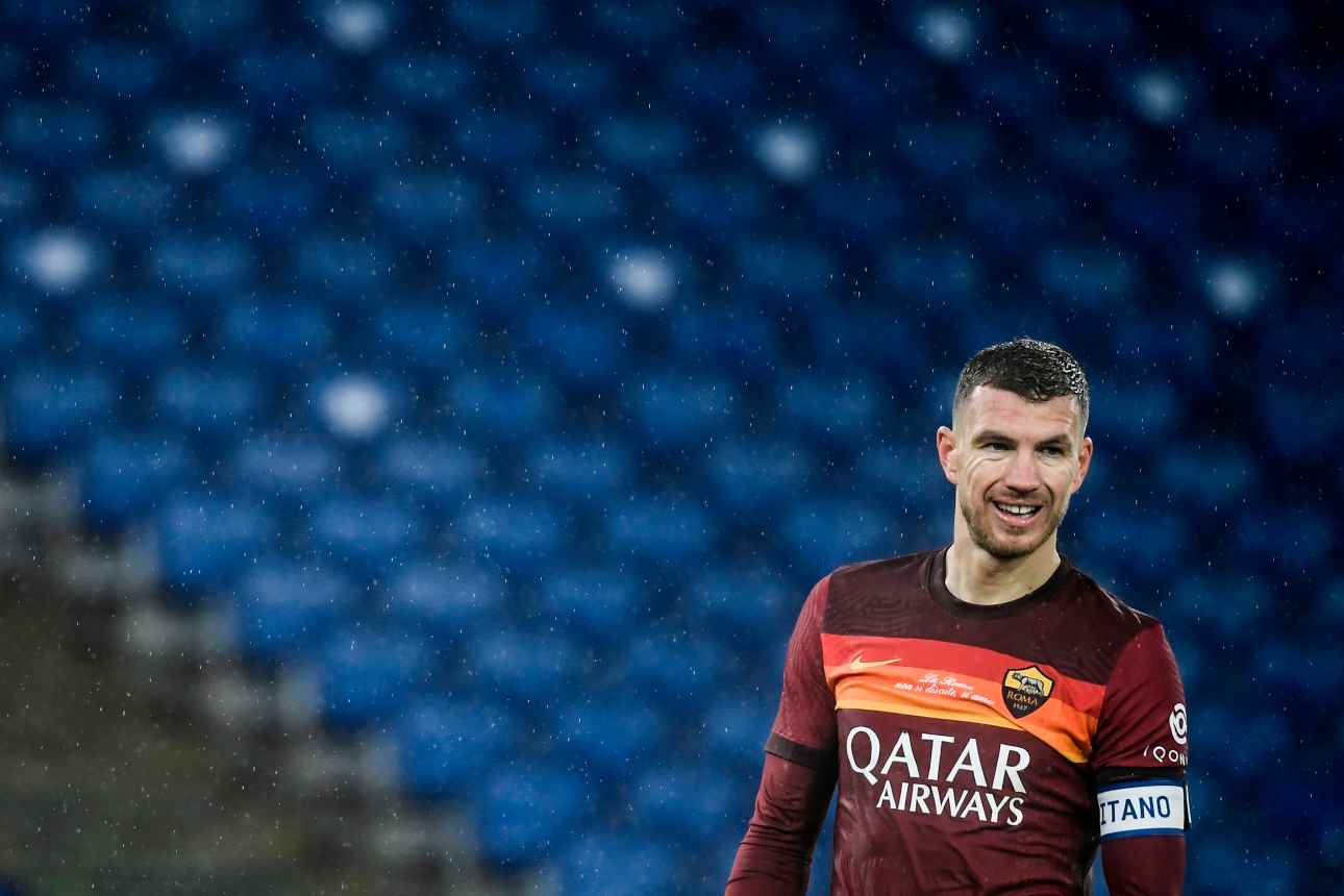 Dzeko, che sfida con immobile nel derby Lazio-Roma (foto Getty)