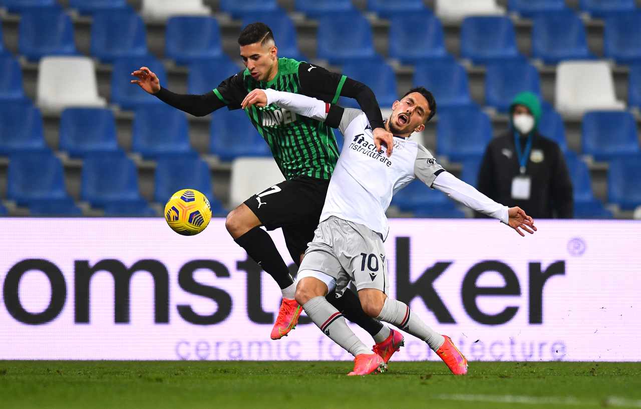 Serie A, un fotogramma di Sassuolo-Bologna (foto Getty)