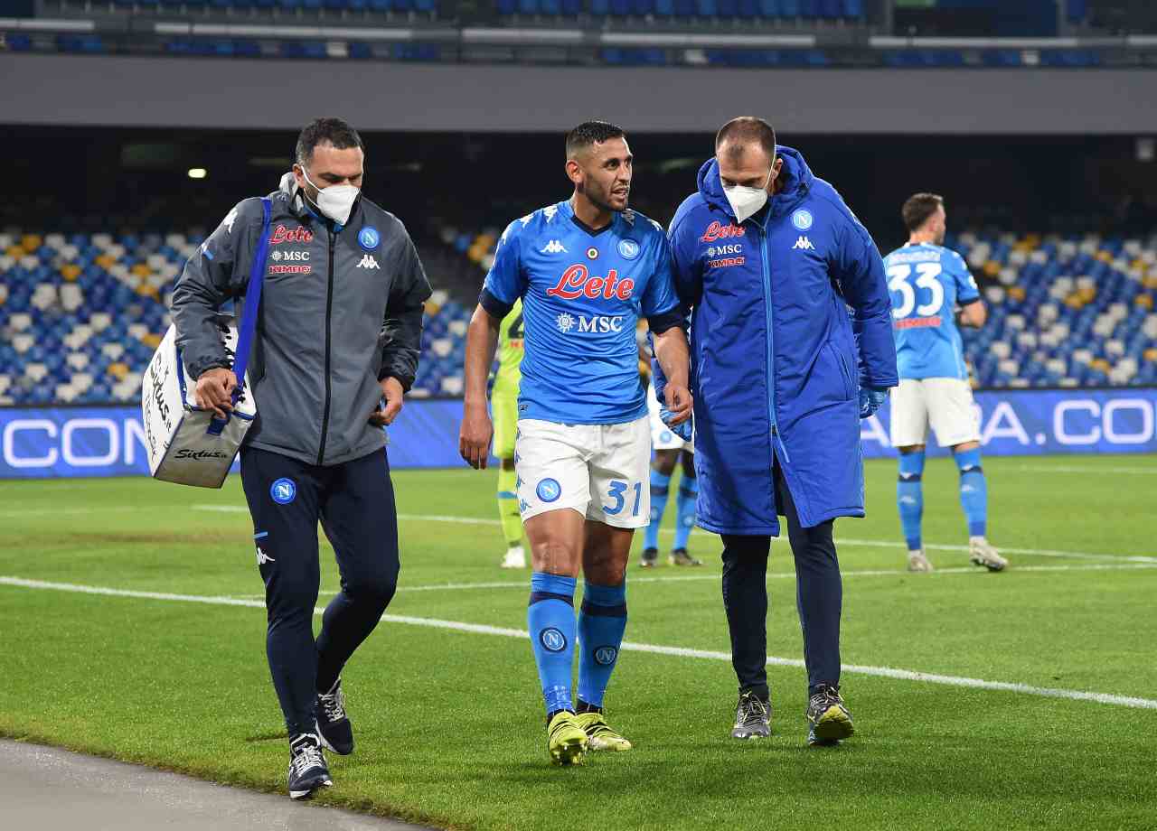 Napoli, Ghoulam si fa male ancora: le condizioni, quante partite può saltare