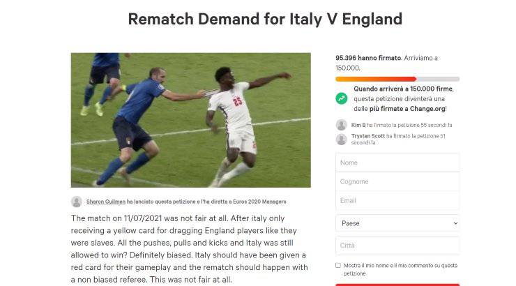 Italia-Inghilterra petizione 