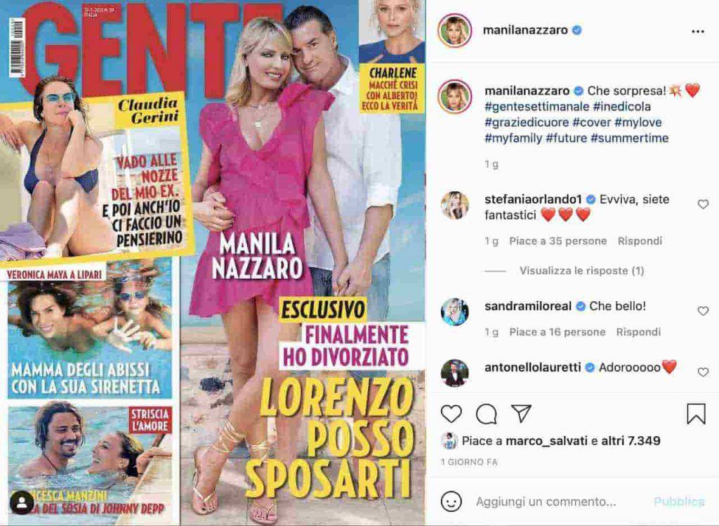 La Nazzaro e Amoruso in copertina su Gente (Instagram)