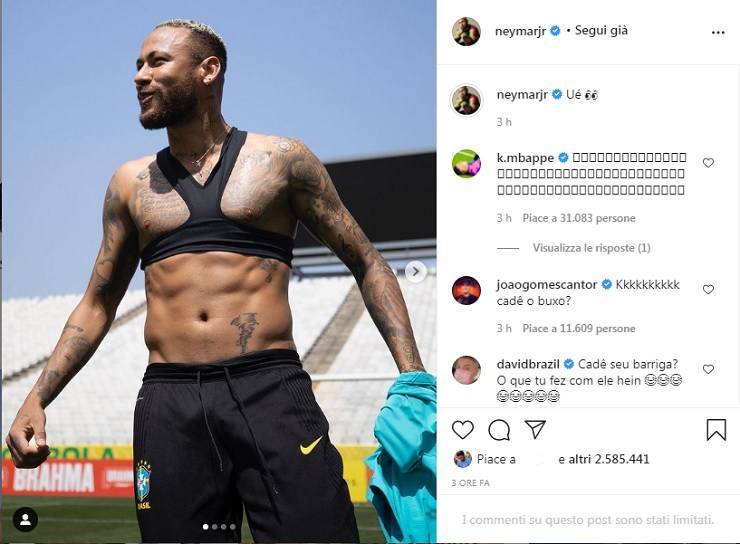 Neymar su Instagram 