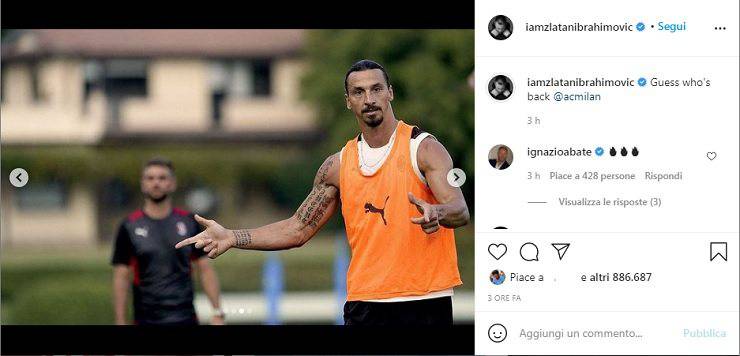 Zlatan Ibrahimovic in allenamento