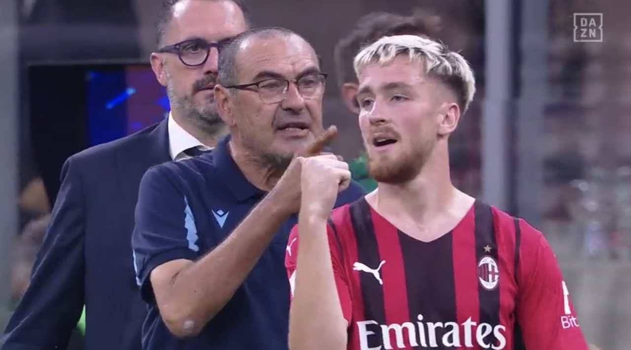 Milan-Lazio, Sarri espulso nel post partita: la frase urlata a Saelemaekers - VIDEO