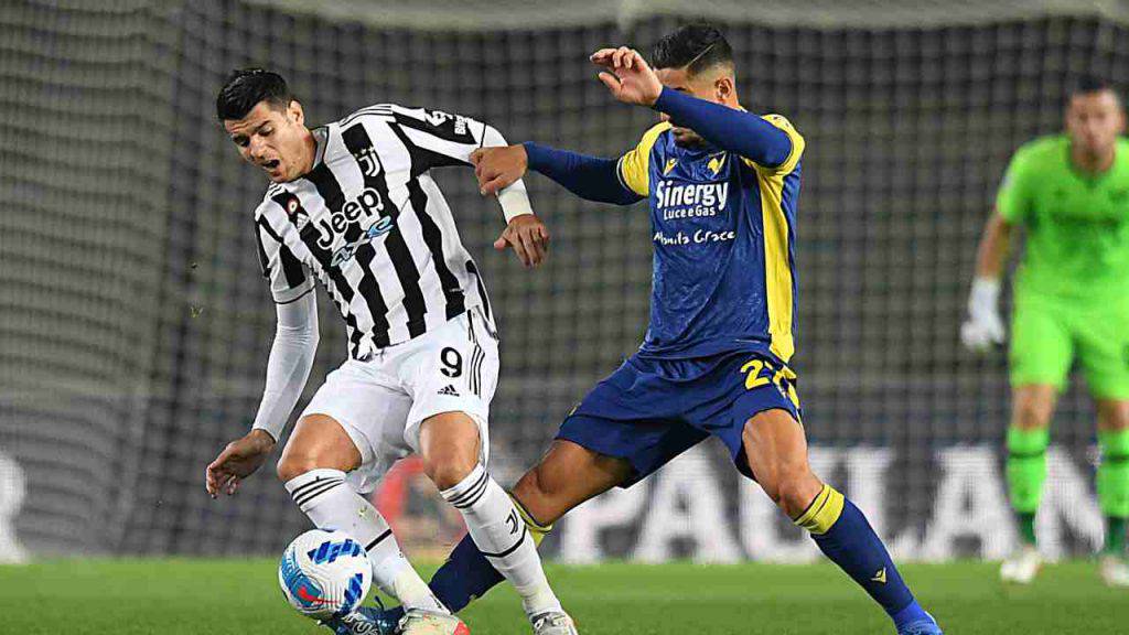 Azione di gioco in Verona-Juventus