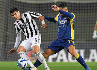 Azione di gioco in Verona-Juventus