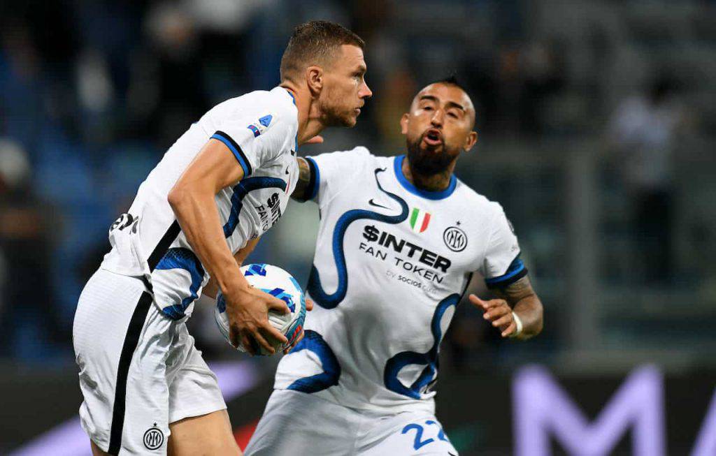 Sassuolo-Inter, contatto Consigli Dzeko (Getty Images)