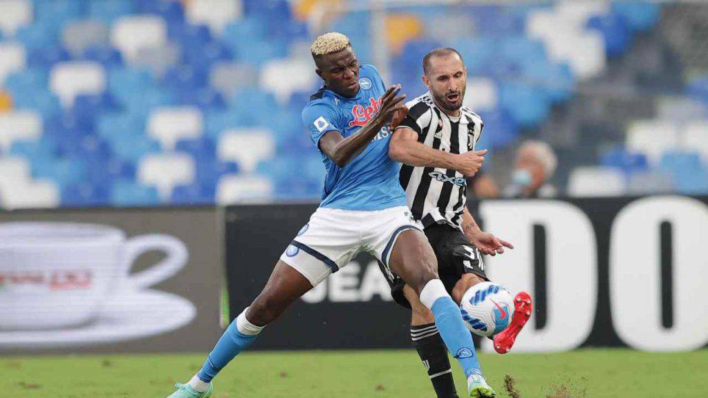 Victor Osimhen e Giorgio Chiellini in Napoli-Juventus