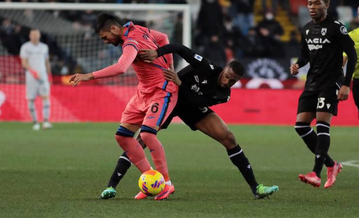 Azione di gioco in Udinese-Atalanta 