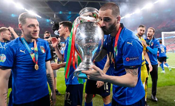 Belotti e Bonucci festeggiano la vittoria degli Europei 