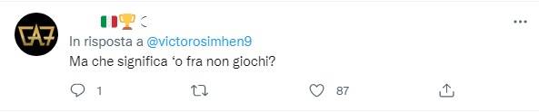 Commento di un tifoso al post di Osimhen 