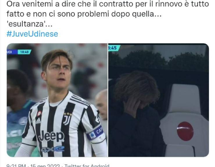 Dybala guarda verso Nedved, il post di un utente 