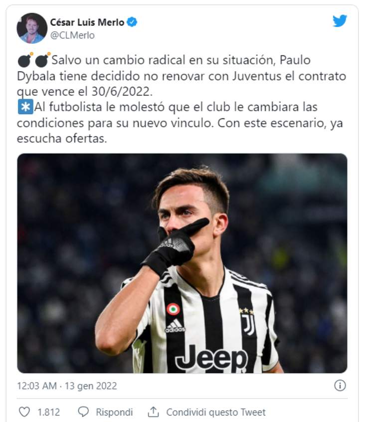 Dybala mancato rinnovo 