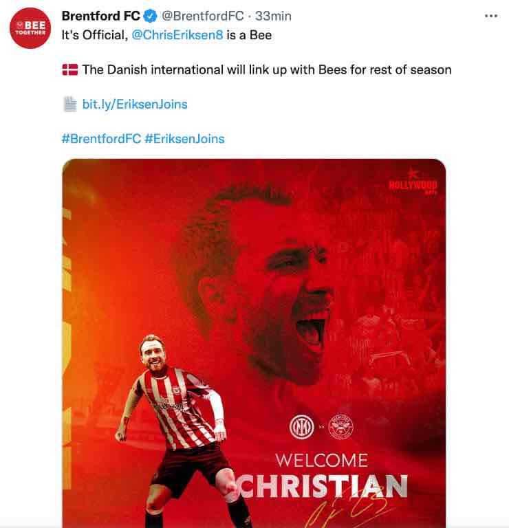 Christian Eriksen Brentford 