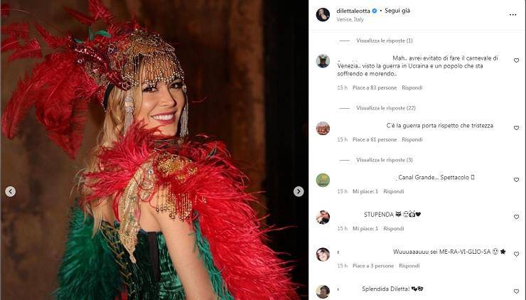 Diletta Leotta e il vestito di Carnevale 