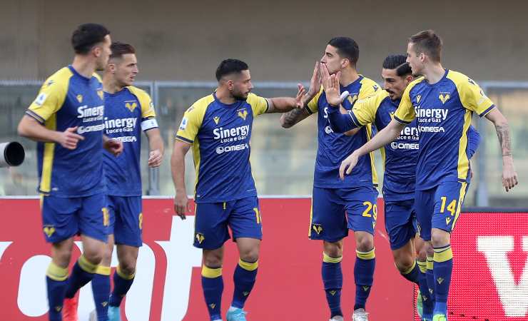 Esultanza calciatori Verona 20220213 calciotoday