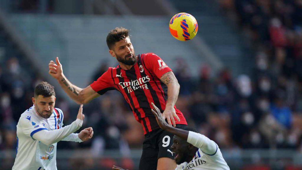 Giroud in Milan-Sampdoria 