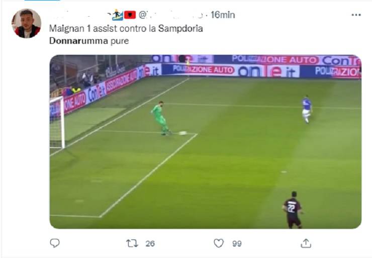 L'errore di Donnarumma in una gara contro la Samp