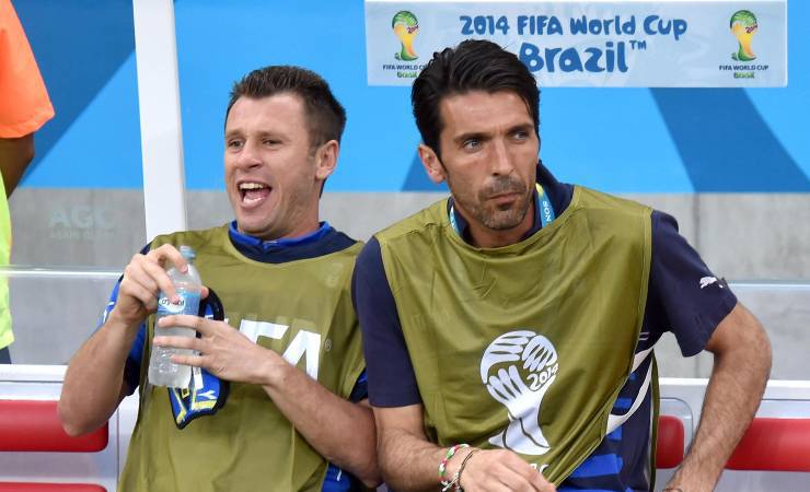 Cassano e Buffon durante i Mondiali in Brasile nel 2014 (